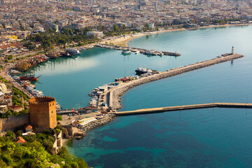Fototapeta premium View from above of Alanya city, Turkey. High quality photo