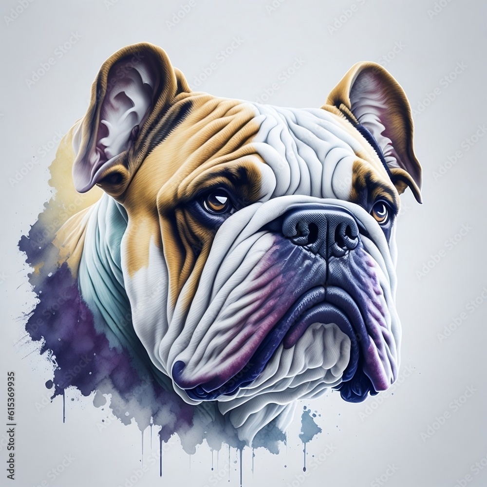 Canvas Prints Bulldog head in watercolor style generative ai - Canvas Prints