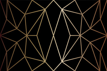 Mosaic of pattern vector. Design polygon tile gold on black background. Design print for illustration, textile, texture, wallpaper, background. Set 5