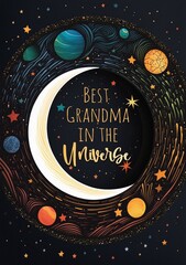 Mother's Day Space Postcard Design A5 Created with Generative AI Tools