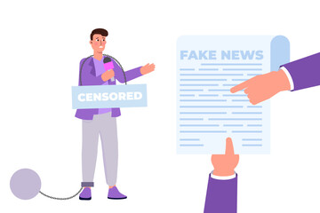 Lack of media freedom concept. Vector Illustration.