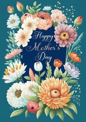 Mother's Day Floral Postcard Design A5 Created with Generative AI Tools