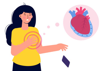 Pericardial effusion concept. Cardiovascular system medical vector illustration.