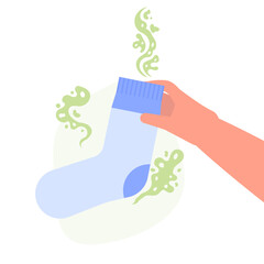 Dirty stinky, Smelly socks concept. Vector Illustration.