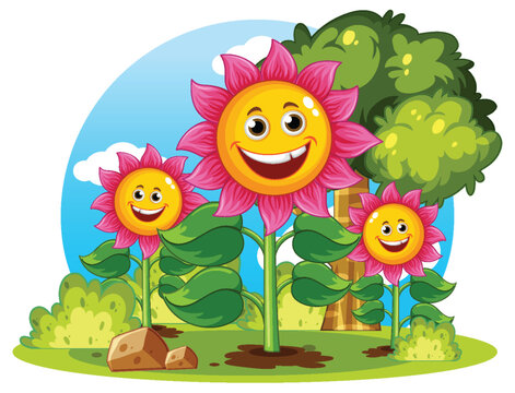 Happy Sunflower with Smiling Face