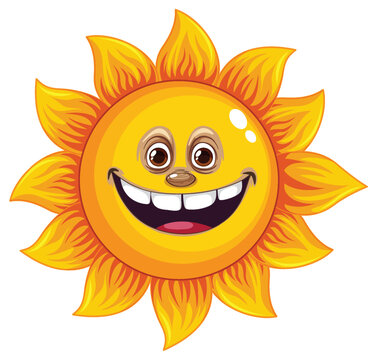 Happy facial expression sunflower cartoon character