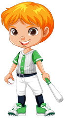 Orange hair colour boy baseball player