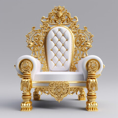 Gold and white throne chair