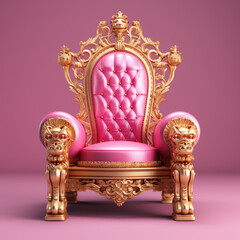 Gold and pink throne chair