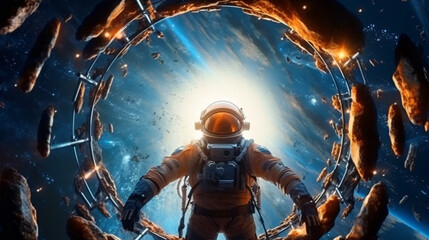 Fototapeta na wymiar Astronaut cosmonaut discovery of new worlds