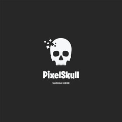 pixel skull logo design modern concept