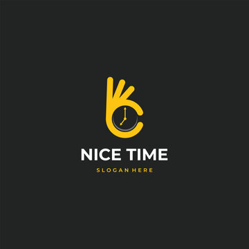 nice time logo design modern concept
