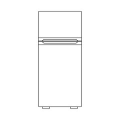 The icon of a modern two-chamber refrigerator with a freezer at the top on a white background.