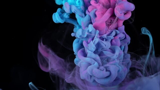 Mystical Ink in Water: Captivating Cloud of Colors on a Black Background - Purple, Blue, Pink