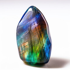 This Spectrolite gemstone is cut in a smooth rounded, HD