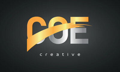 COE Letters Logo Design with Creative Intersected and Cutted - obrazy, fototapety, plakaty