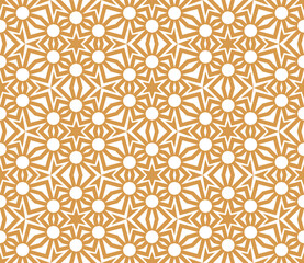 Abstract geometric pattern. A seamless vector background. White and gold ornament. Graphic modern pattern. Simple lattice graphic design