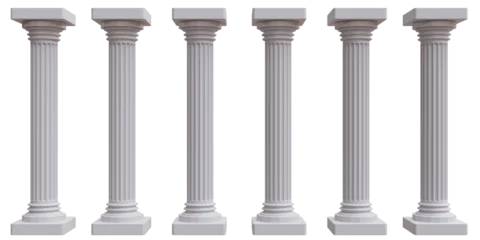 Papier Peint photo Lieu de culte Six marble pillars columns ancient Greek isolated on transparent background, PNG.
