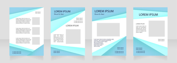 Creative blue blank brochure layout design. Product info. Vertical poster template set with empty copy space for text. Premade corporate reports collection. Editable flyer paper pages
