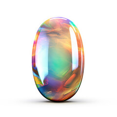 oval shaped rainbow opal, HD , On White Background , Generative Ai