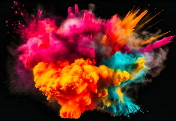 colorful powder image color explosion, transparent png