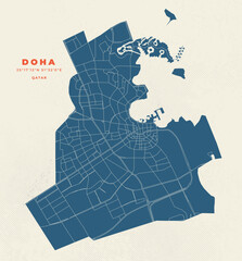 Doha - Qatar map vector poster flyer