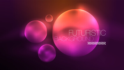 Circles with bright neon shiny light effects, abstract background wallpaper design