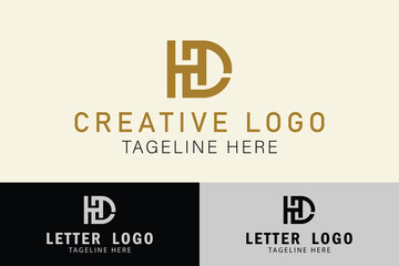 Art & Abstract Letter HD or DH logo. Creative logo professional. simple design editable