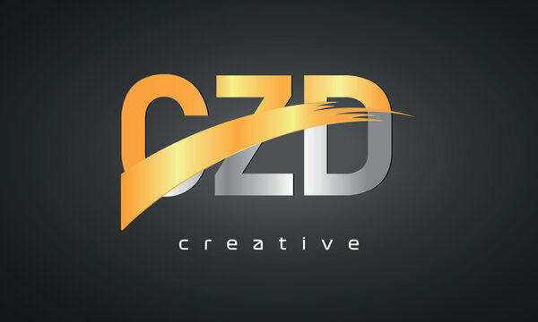 CZD Letters Logo Design with Creative Intersected and Cutted