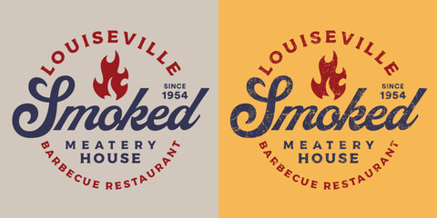 Barbecue Vintage Logo Badge Distressed and Clean