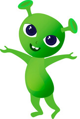 The alien is waving his hands.