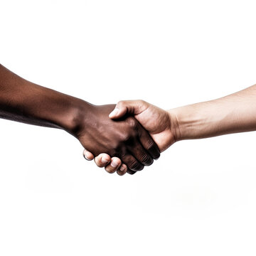 Sealing the Deal: Firm Handshake on a Clean White Background