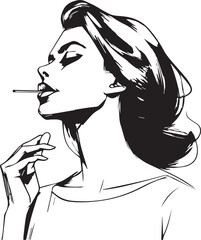 silhouette illustration of exotic woman smoking,wall art,woman black woman silhouette,editable,eps file,