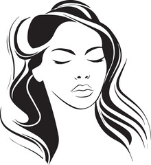 abstract female face drawing,female silhouette,black and white illustrations,for wall arts,ready to print