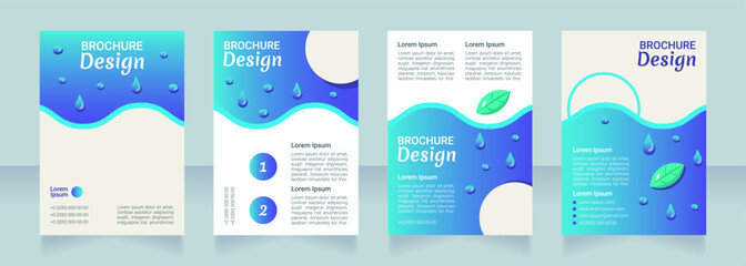 Water consumption and health blank brochure layout design. Vertical poster template set with empty copy space for text. Premade corporate reports collection. Editable flyer paper pages