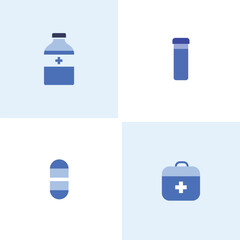 Pharmacy medicine bottle syrup remedy vector icon design collection