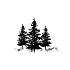 Minimalist Pine Tree Silhouette: Simplistic Black and White Line Drawing