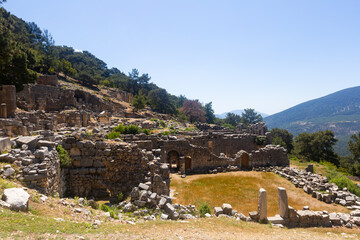 Fototapeta na wymiar Ruins of the Himnasium. Ancient Lycian city Arycanda. Turkey