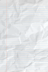 White сlean crumpled notebook paper with lines