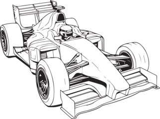 Afwasbaar Fotobehang Formule 1 educational and instructional illustrations coloring pages for kids f1 race car coloring page
