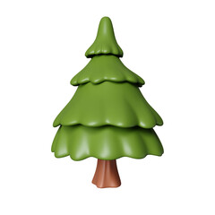 3d pine tree. elements for camping, hiking , summer camp, traveling, trip. icon isolated on white background. 3d rendering illustration. Clipping path.