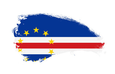 National flag of Cabo Verde painted with stroke brush on isolated white