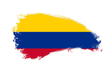 National flag of Colombia painted with stroke brush on isolated white