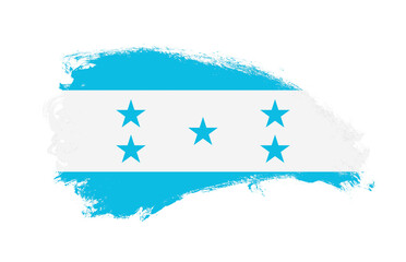 National flag of Honduras painted with stroke brush on isolated white