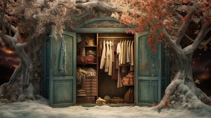 Photo of an open door to a snowy closet

