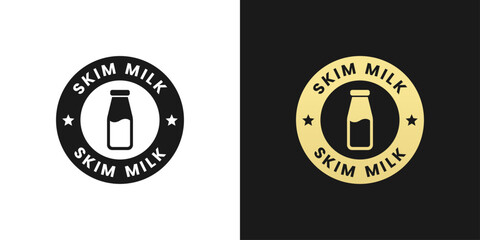 Skim milk Label Vector or Skim milk stamp Vector Isolated in Flat Style. Best Skim milk label for product packaging design element. Skim milk stamp for packaging design element.