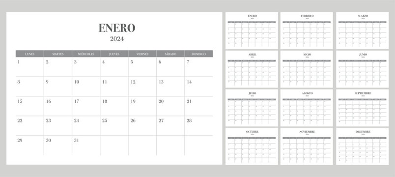 2024 Spanish Calendar simple and minimalist