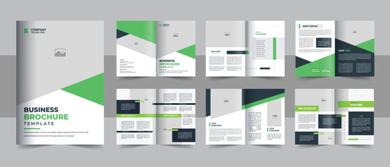 Modern business presentation guide brochure template with cover, back and inside pages, Trendy minimalist flat geometric business brochure design template