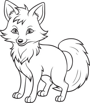 cute little fox drawing coloring pages for kids ready to print A3 size,eps file