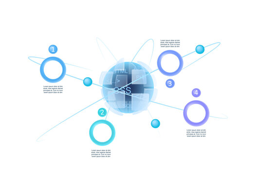 Back-end development infographic chart design template. Server side database. Abstract vector infochart with blank copy spaces. Instructional graphics with 4 step sequence. Visual data presentation